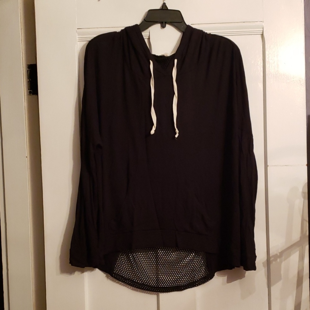 Cropped Hoodie with Mesh Back Panel